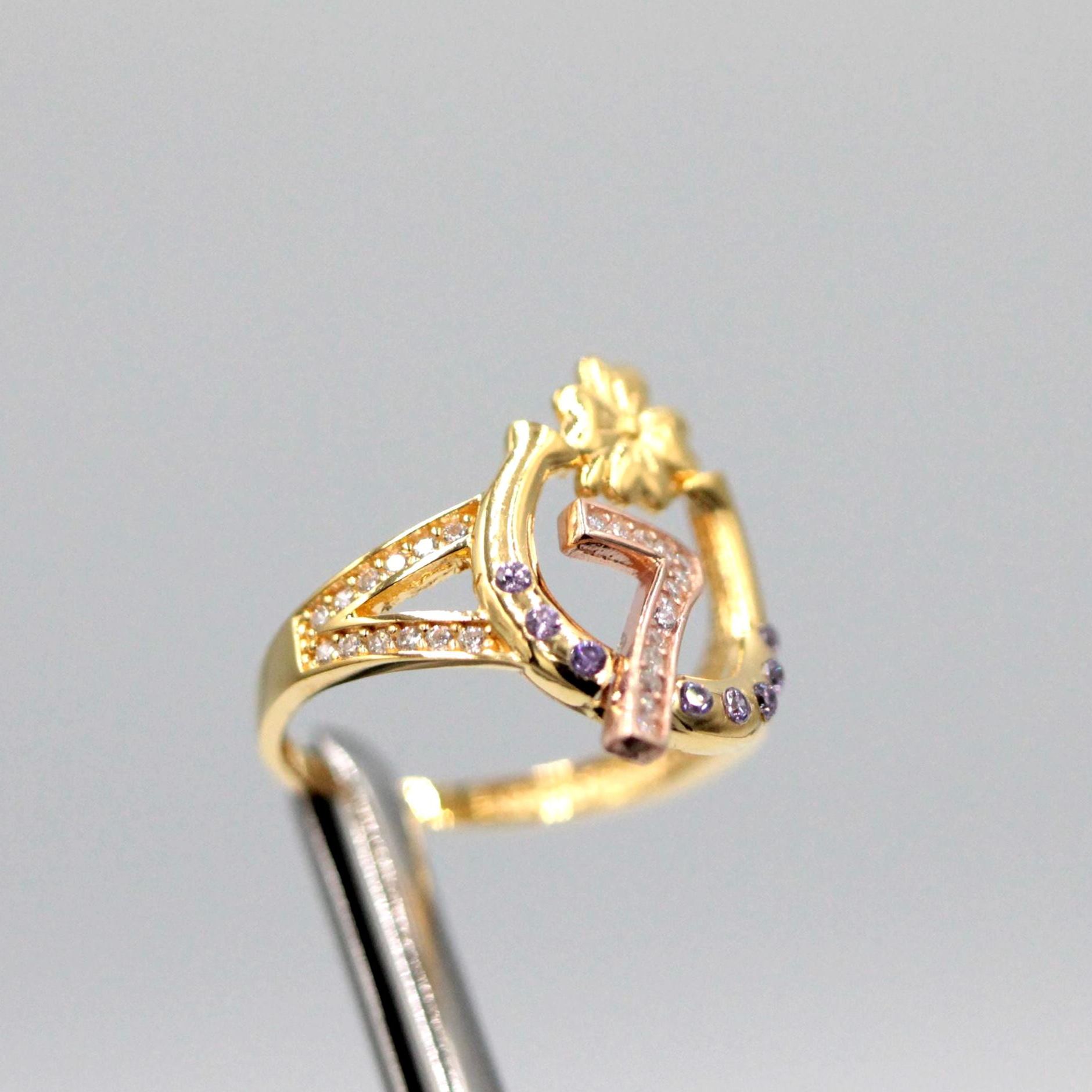 Amethyst Lucky Ring Clover Seven Timeless Jewelry