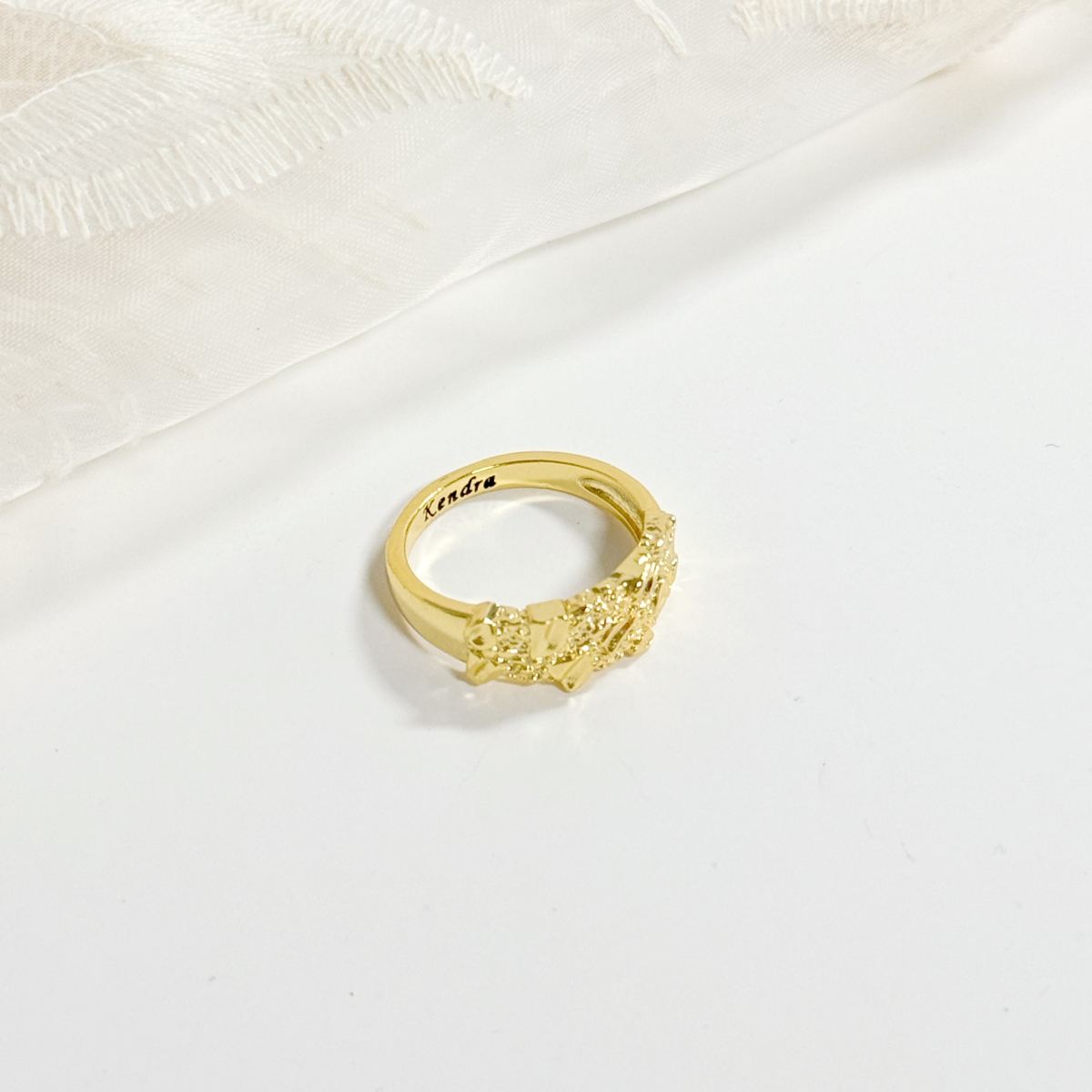 Diamond Cut Nugget Personalized Engraved Ring