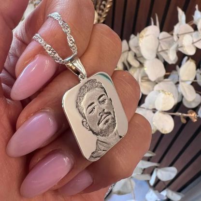 Custom Engraved Photo Pendant Necklace