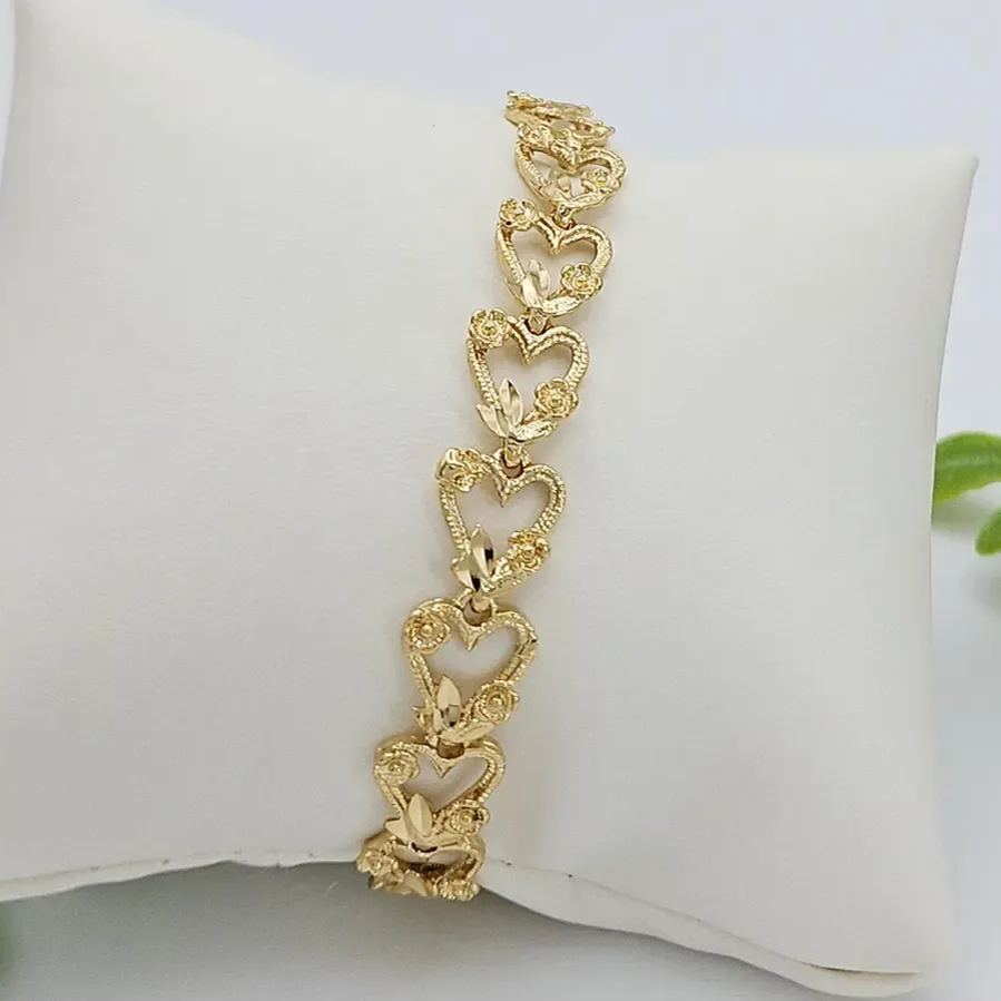 Vintage Style Hollow Hearts & Roses Bracelet Gold Plated Bracelet