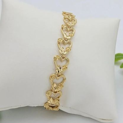 Vintage Style Hollow Hearts & Roses Bracelet Gold Plated Bracelet