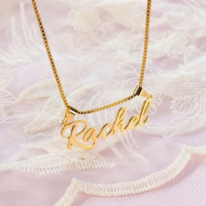 Box Chain Gold Plated Nameplate Pendant Personalized Necklace