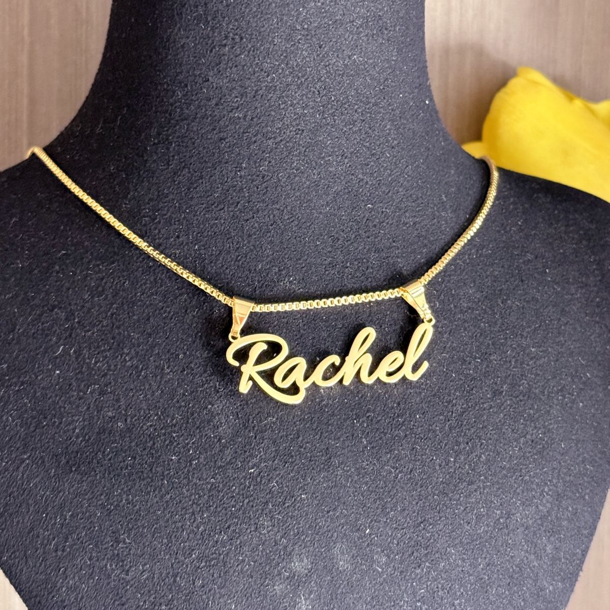 Box Chain Gold Plated Nameplate Pendant Personalized Necklace