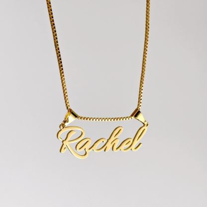 Box Chain Gold Plated Nameplate Pendant Personalized Necklace