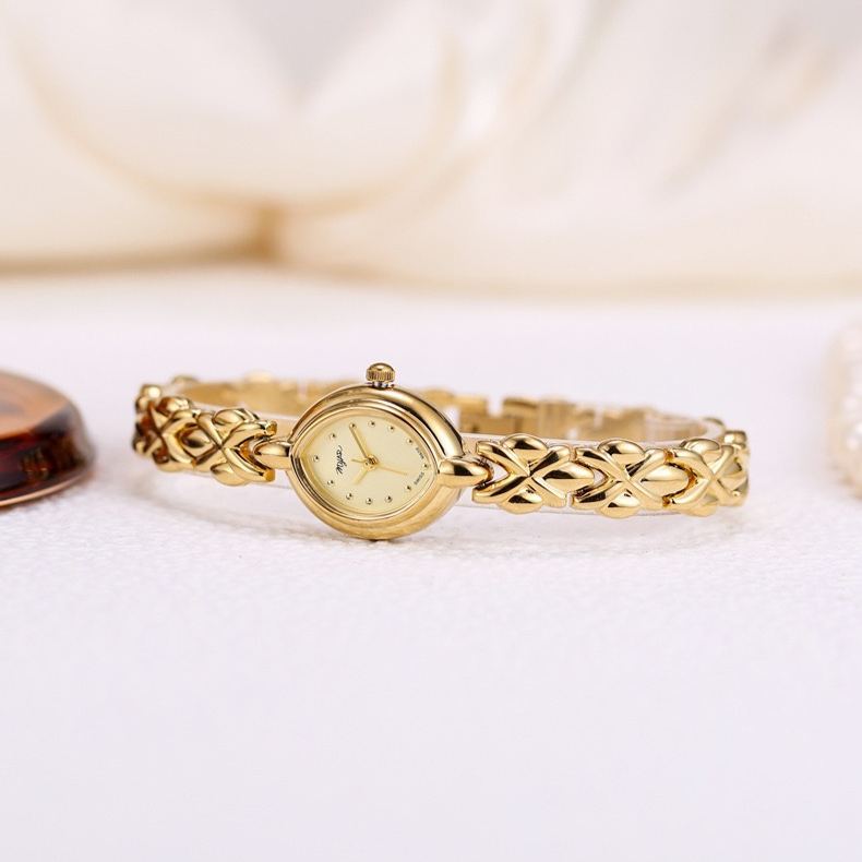 Vintage Style Gold Plated Luxury Ladies Quartz Watch Bracelet Watch