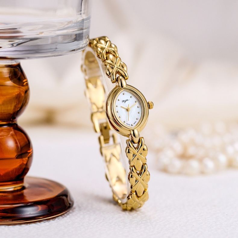 Vintage Style Gold Plated Luxury Ladies Quartz Watch Bracelet Watch