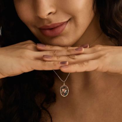 Vintage Memorial Custom Oval Photo Pendant Necklace