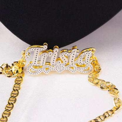 [Copy]Custom Heart Xoxo Chain Double Layer Heart Name with Zircons Necklace