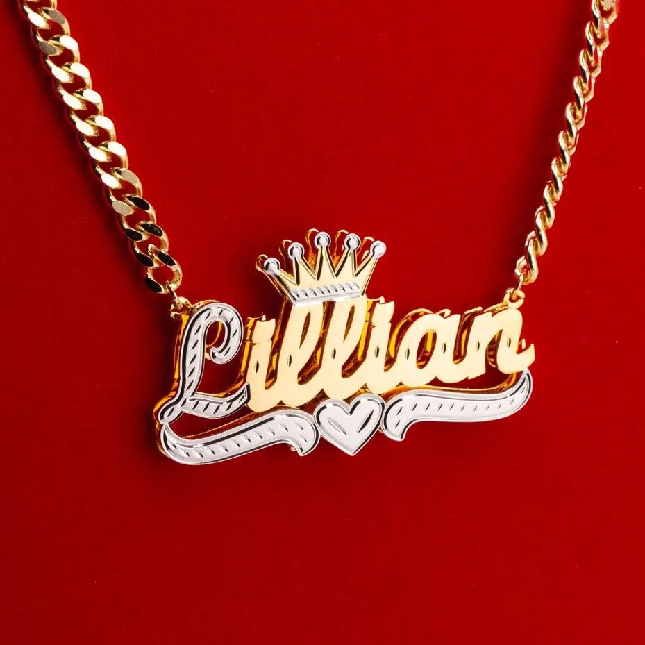 [Copy]Mariner Chain Two Tone Double Layer Heart Name Necklace