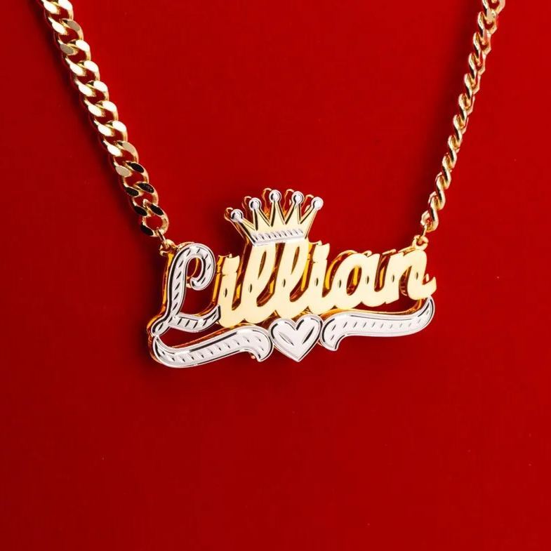 [Copy]Mariner Chain Two Tone Double Layer Heart Name Necklace