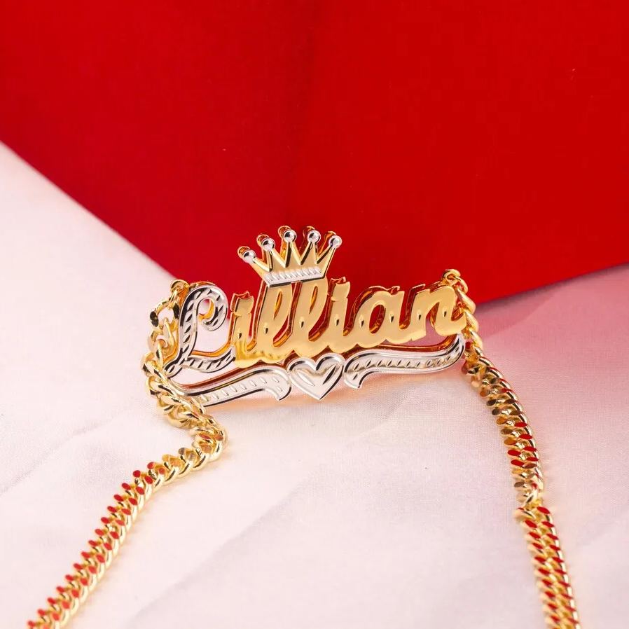 [Copy]Mariner Chain Two Tone Double Layer Heart Name Necklace