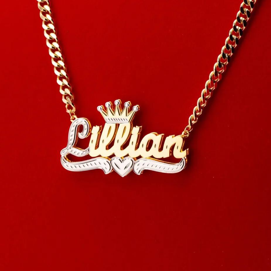 [Copy]Mariner Chain Two Tone Double Layer Heart Name Necklace