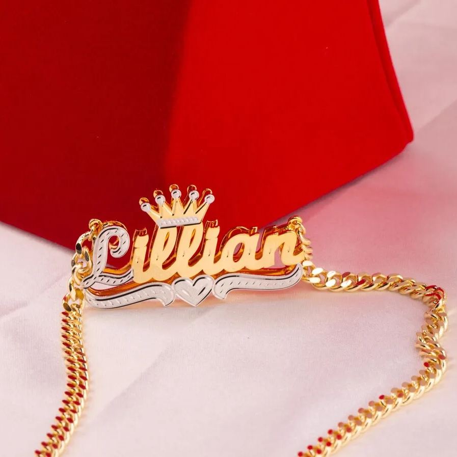[Copy]Mariner Chain Two Tone Double Layer Heart Name Necklace
