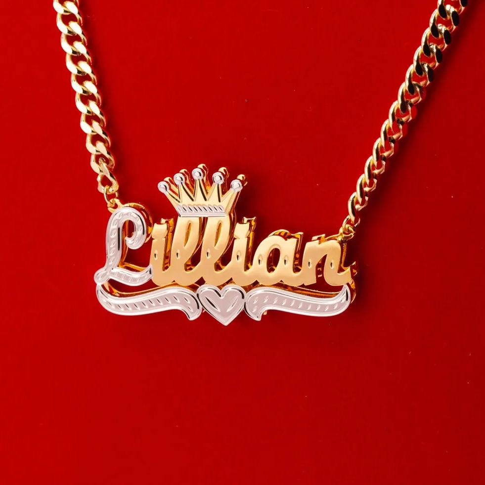 [Copy]Mariner Chain Two Tone Double Layer Heart Name Necklace