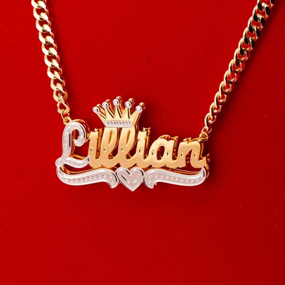 [Copy]Mariner Chain Two Tone Double Layer Heart Name Necklace