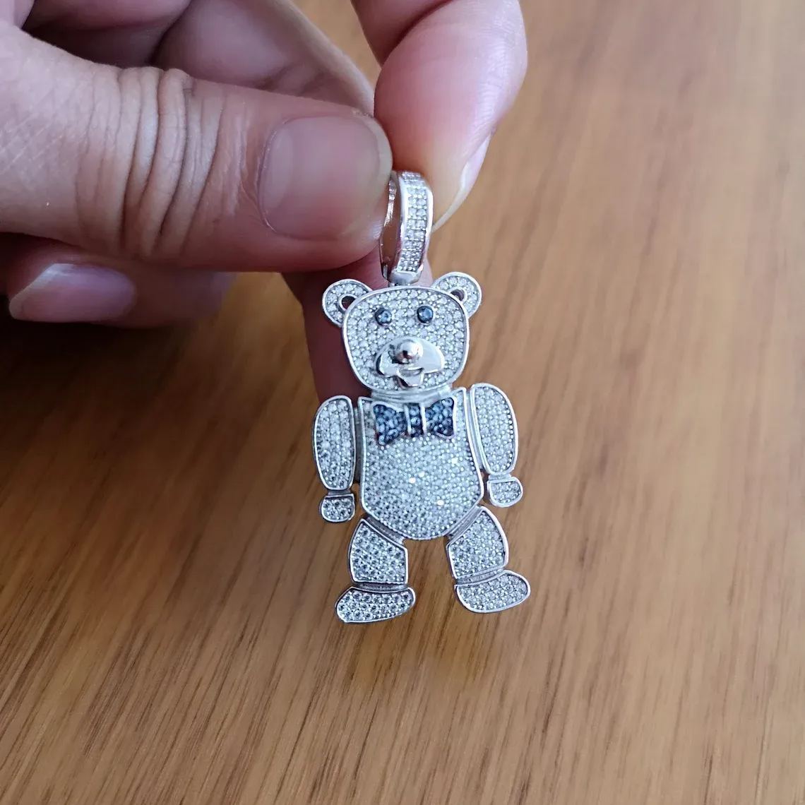 Diamond Teddy Bear Pendant Necklace