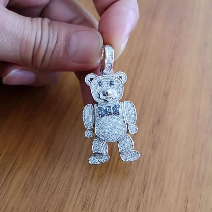 Diamond Teddy Bear Pendant Necklace