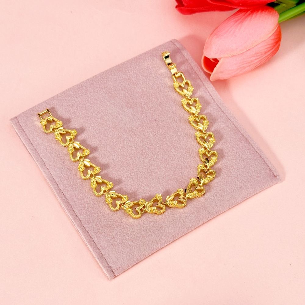 Vintage Style Hollow Hearts & Roses Bracelet Gold Plated Bracelet