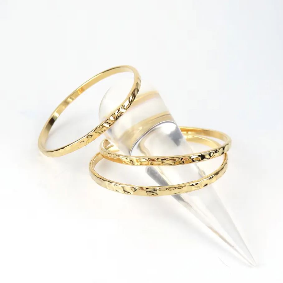 Baby Newborn Hammer-Cut Gold Plated Infant Bangle