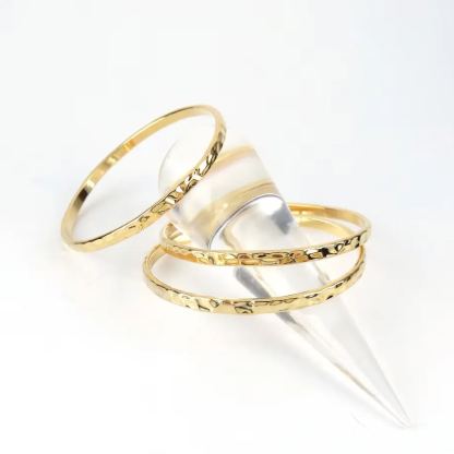 Baby Newborn Hammer-Cut Gold Plated Infant Bangle