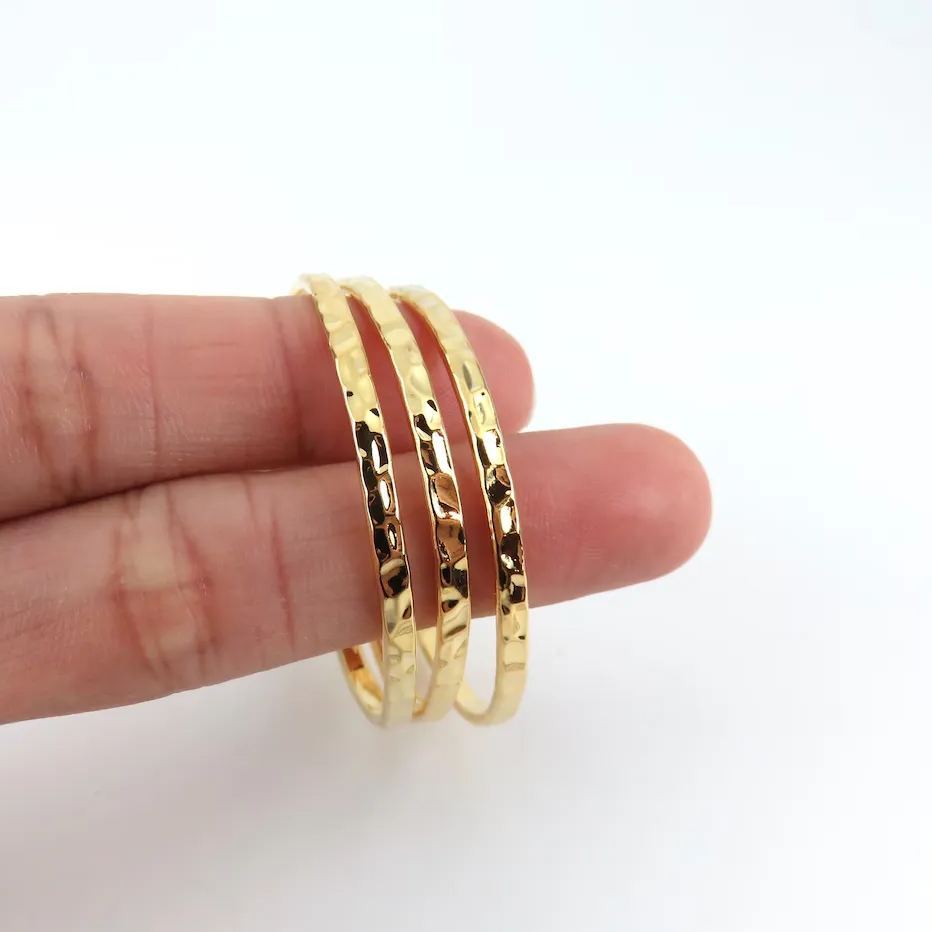 Baby Newborn Hammer-Cut Gold Plated Infant Bangle