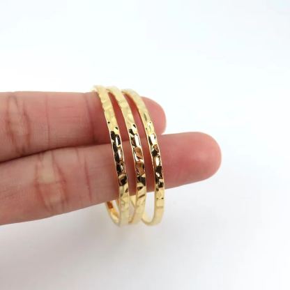 Baby Newborn Hammer-Cut Gold Plated Infant Bangle