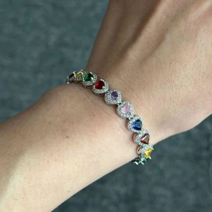 [Copy]Two Tone Zirconia Heart Link Bracelet Dainty Jewelry Gift