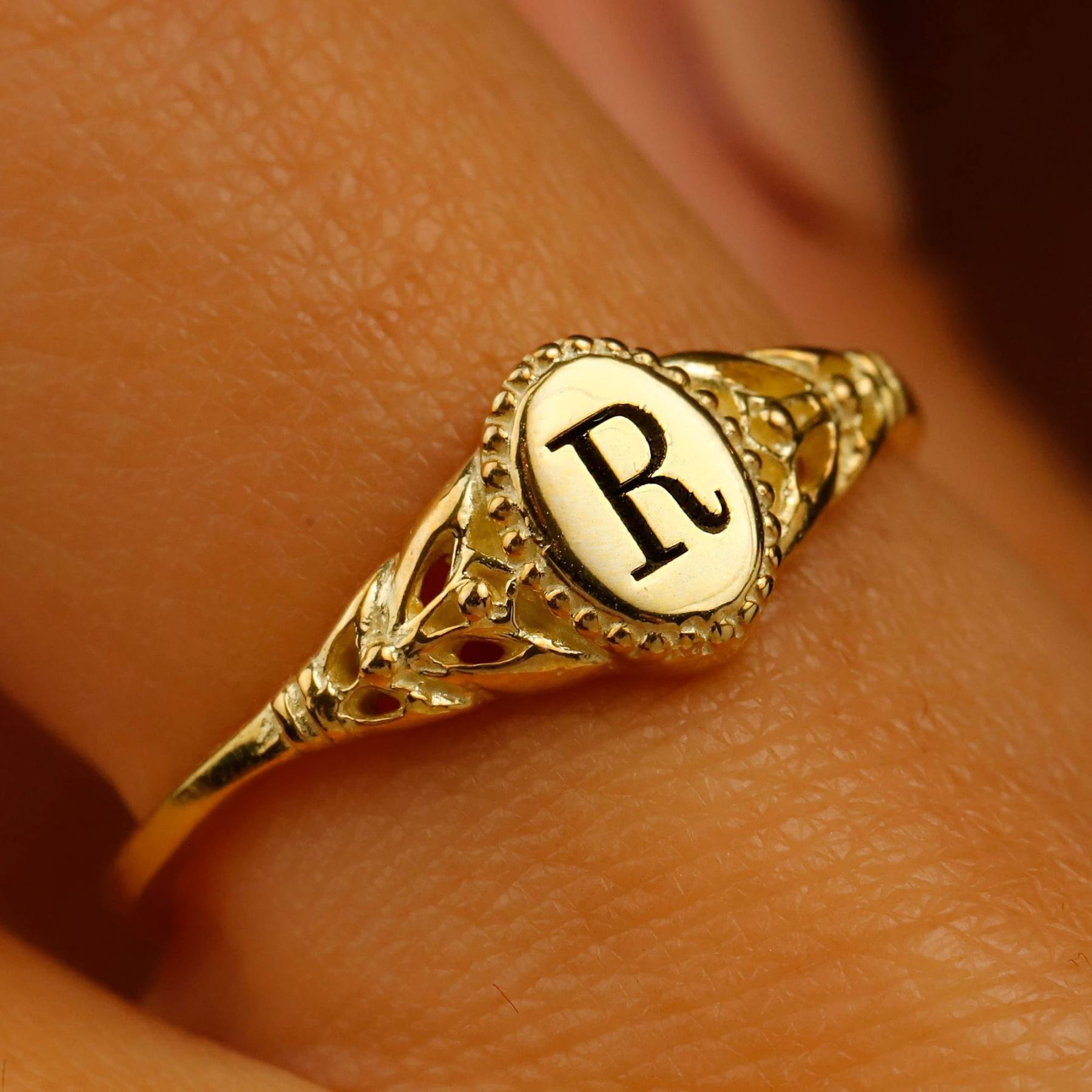 Personalized Initial Signet Ring