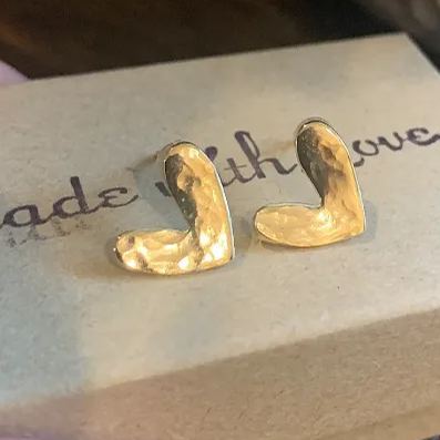 Hand Hammered Heart Stud Earrings