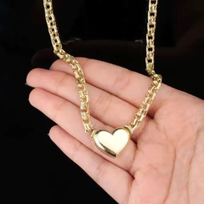 Gold Plated Heart Shaped Chain Necklace 