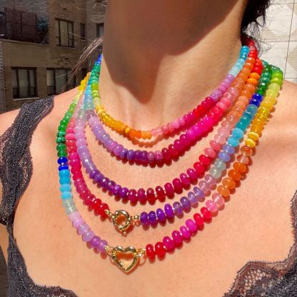 Skittles Taste the Rainbow Hand Knotted Gemstone Candy Necklace