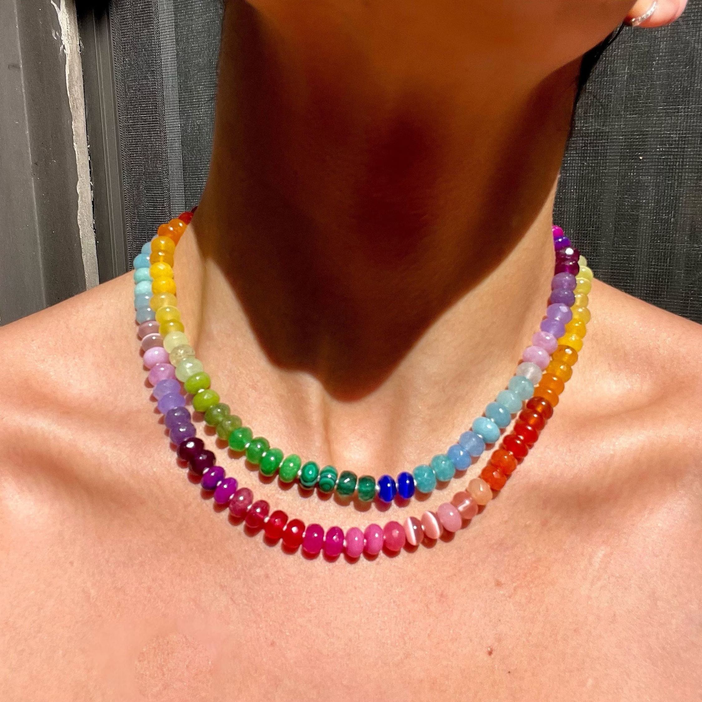 Skittles Taste the Rainbow Hand Knotted Gemstone Candy Necklace