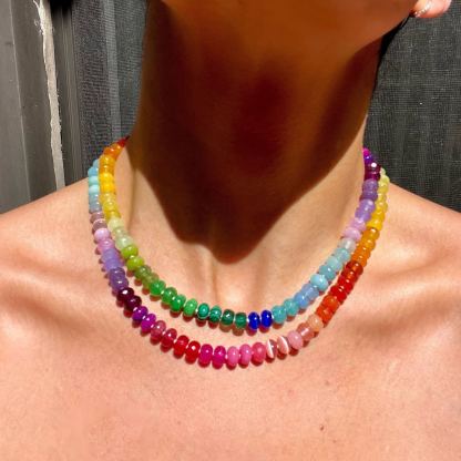 Skittles Taste the Rainbow Hand Knotted Gemstone Candy Necklace