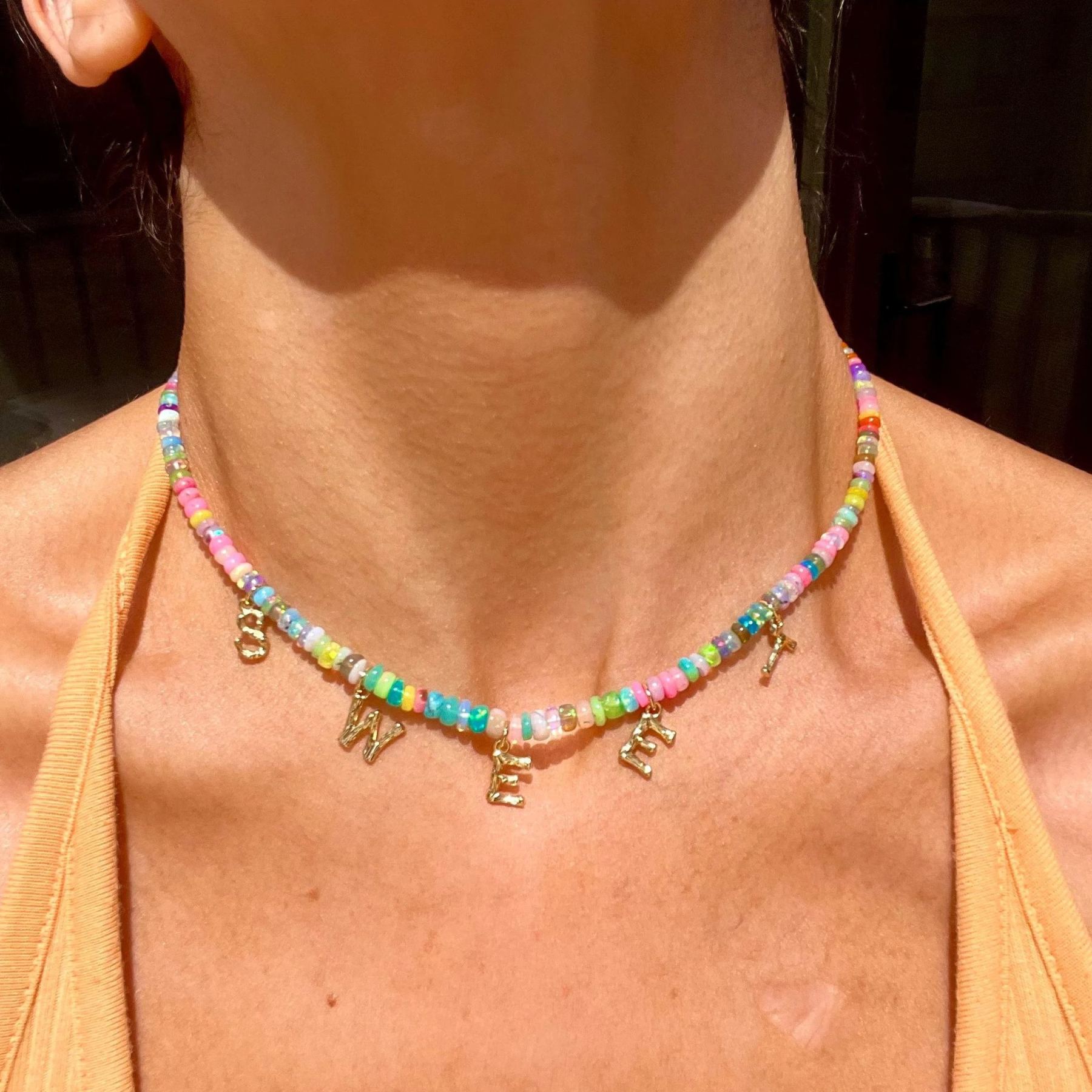 Personalized Lite Brite Rainbow Opal Choker