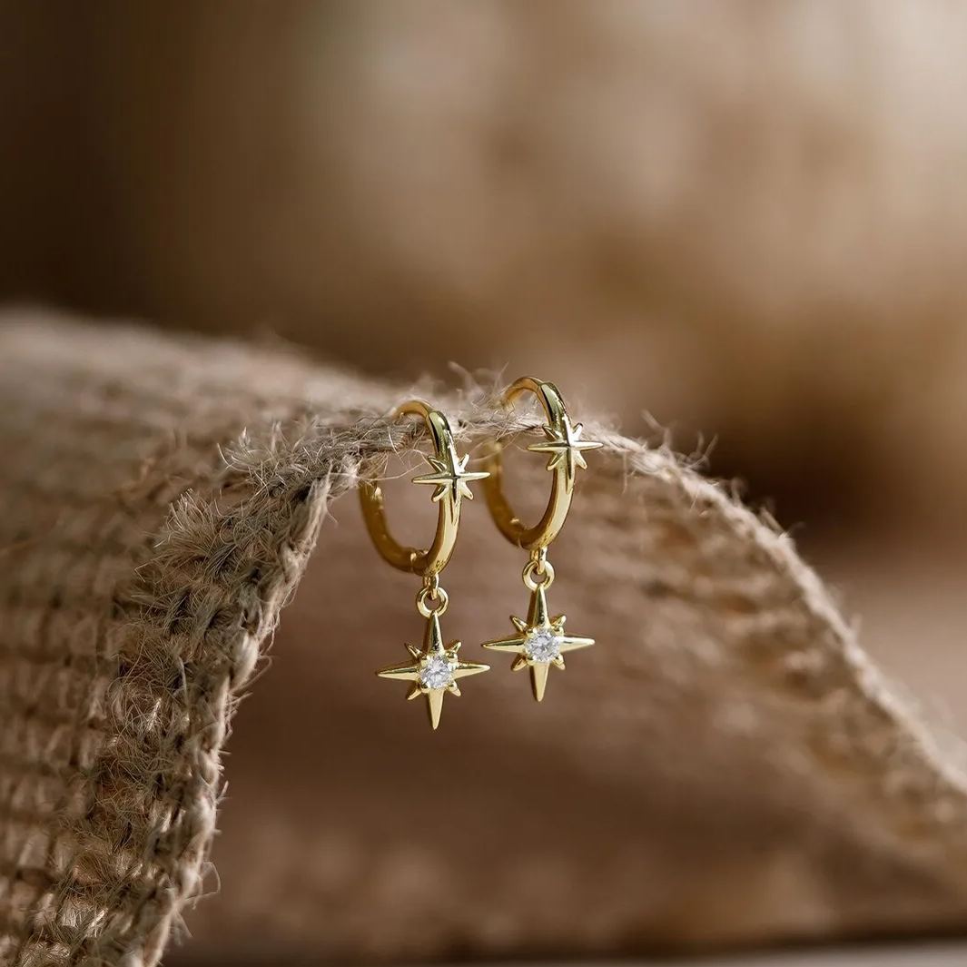 [Copy]Christmas Winter Snaowflake with Zircons Huggie Earrings Dangle Earrings