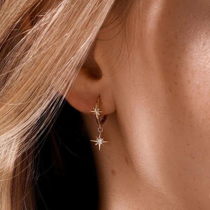 [Copy]Christmas Winter Snaowflake with Zircons Huggie Earrings Dangle Earrings