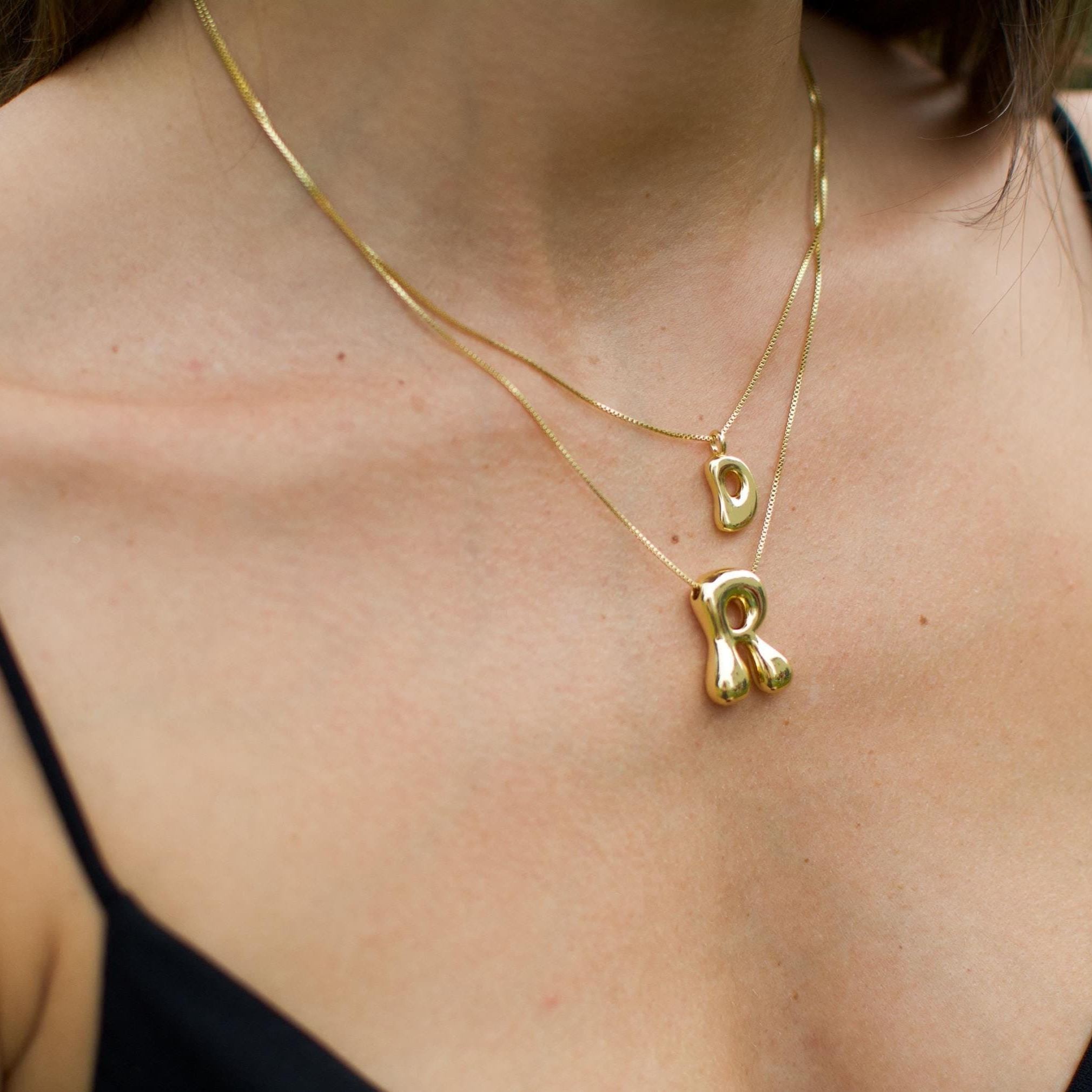 Initial Necklace Custom Letter Bubble 3D Necklace 