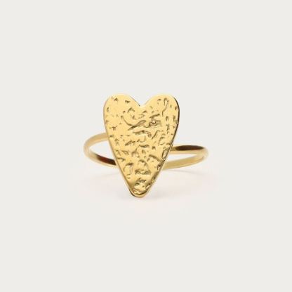 Gold Plated Hammered Heart Vintage Ring