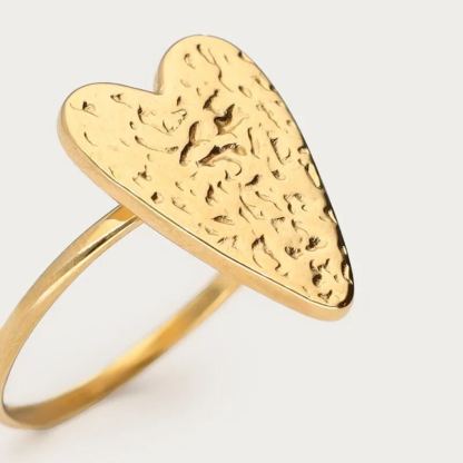 Gold Plated Hammered Heart Vintage Ring