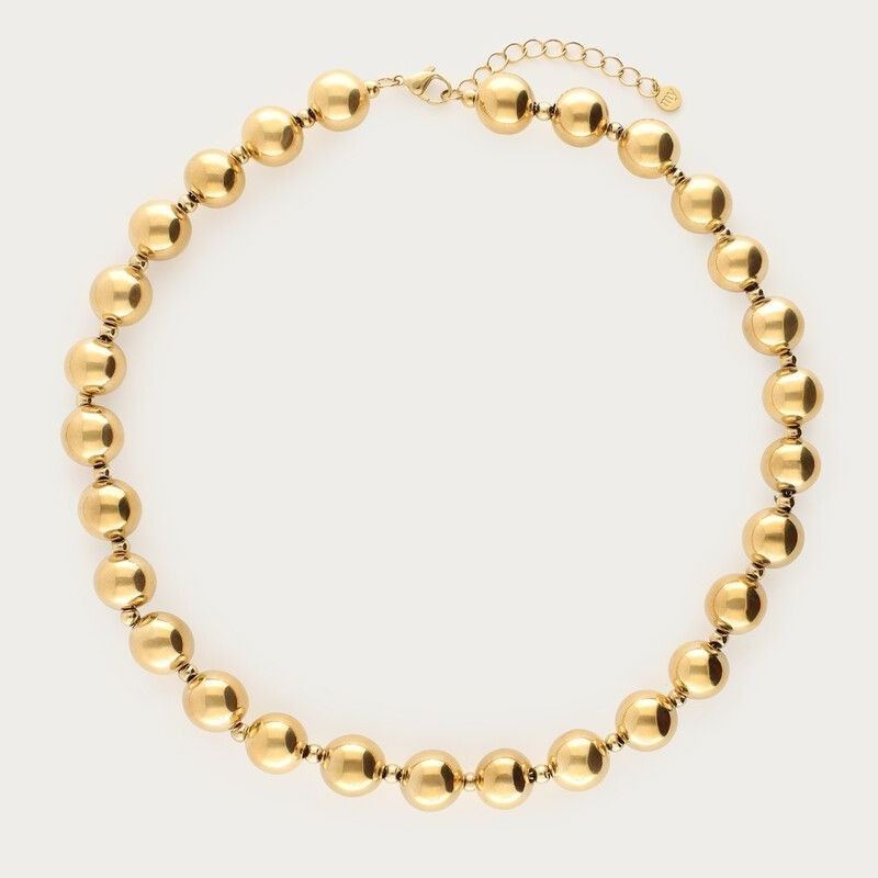 Gold Plated Multiple Round Beads Chain Necklace