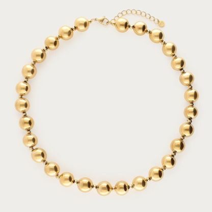 Gold Plated Multiple Round Beads Chain Necklace
