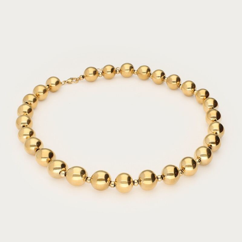 Gold Plated Multiple Round Beads Chain Necklace