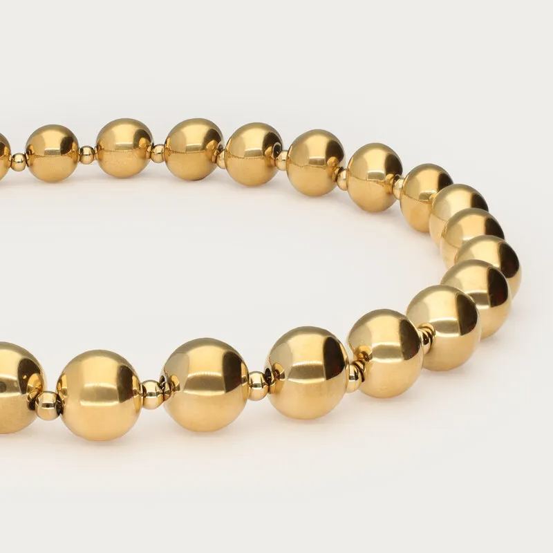 Gold Plated Multiple Round Beads Chain Necklace