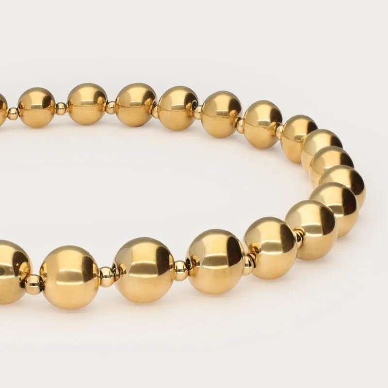 Gold Plated Multiple Round Beads Chain Necklace
