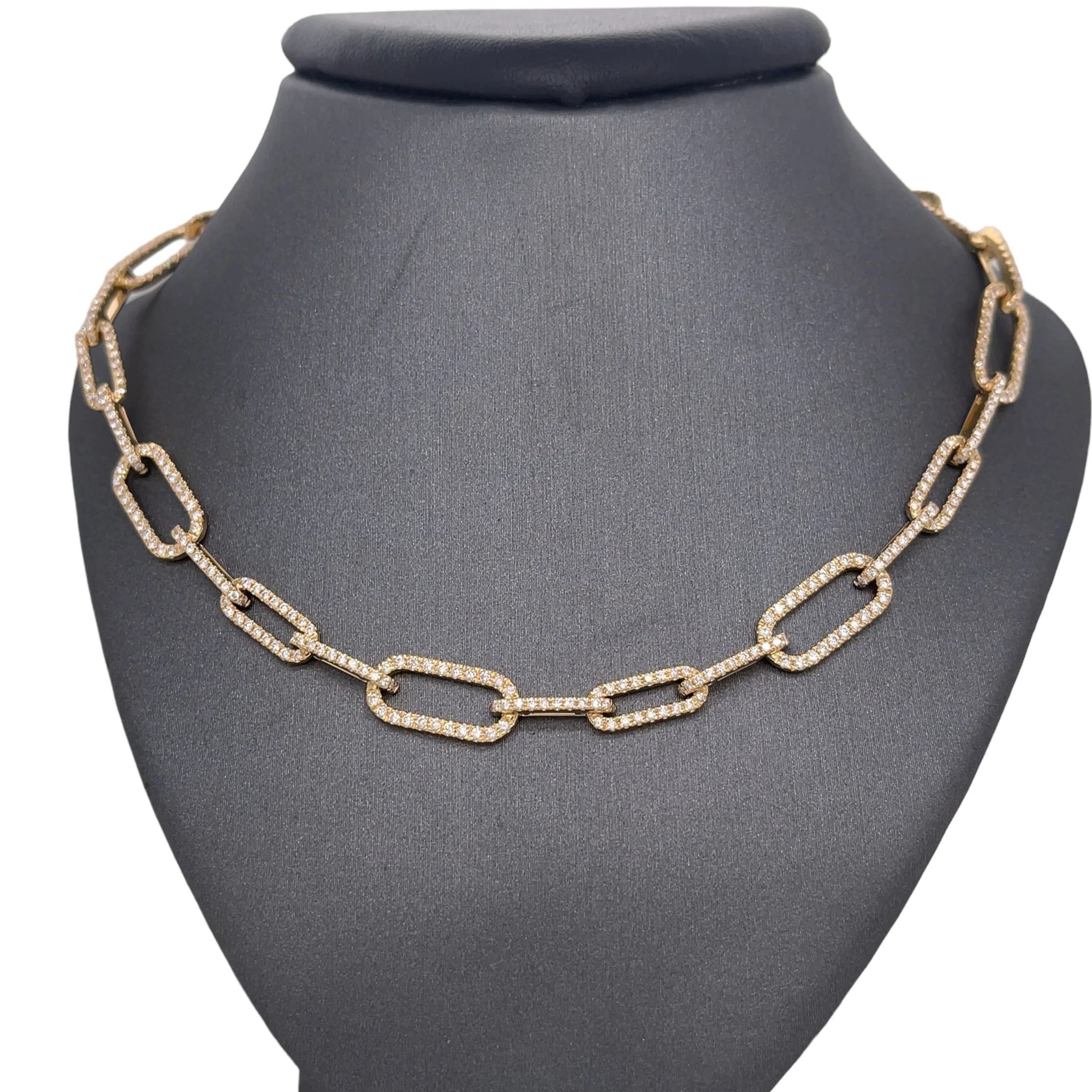 Gold Plated Diamond Paperclip Chain