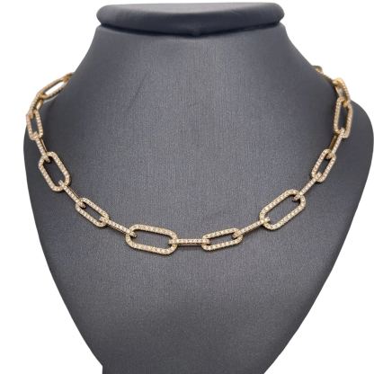 Gold Plated Diamond Paperclip Chain