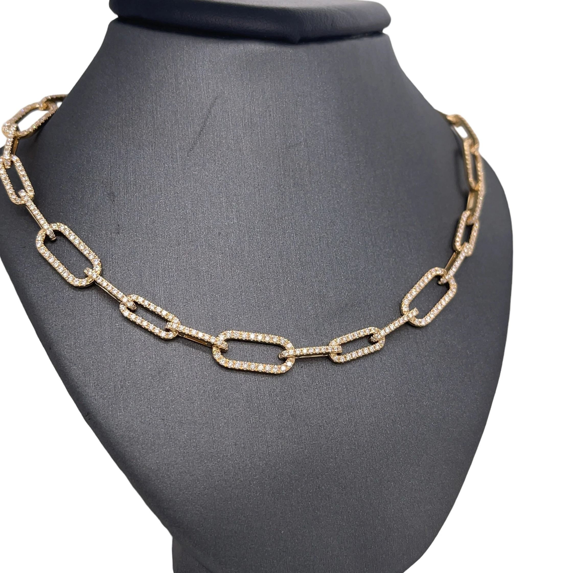 Gold Plated Diamond Paperclip Chain