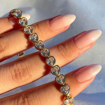 Woman Dainty Crystal Heart Bracelet Valentine's Day Gift