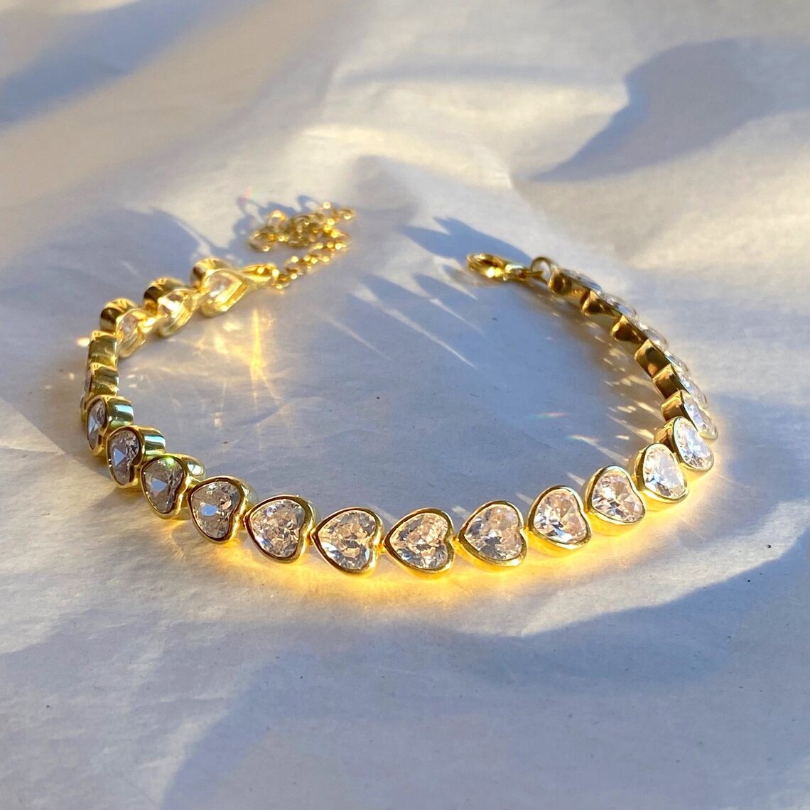 Woman Dainty Crystal Heart Bracelet Valentine's Day Gift