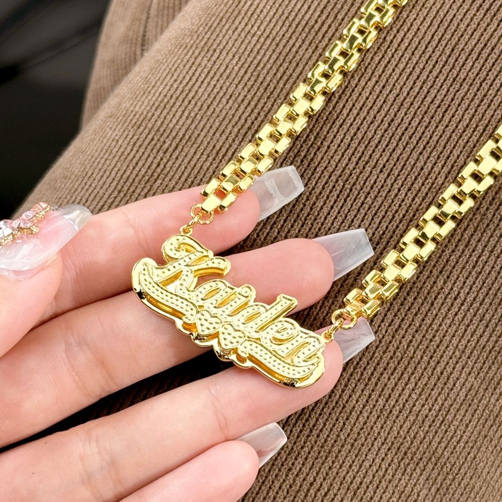 [Copy]Custom Shiny Double Layer Zircon Heart Name Necklace 